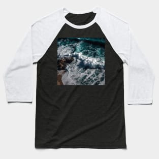 Rough sea waves white and rocks Baseball T-Shirt